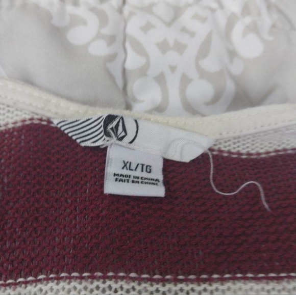 Volcom Hazy Tank Cream and Burgundy Stripe Woven Tank Top - Picture 4 of 4